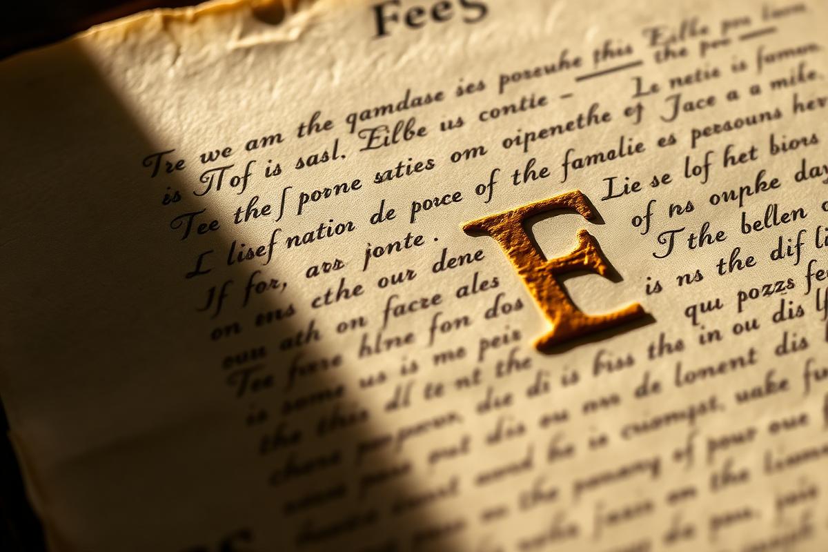 Aged parchment manuscript page with an illuminated gold initial