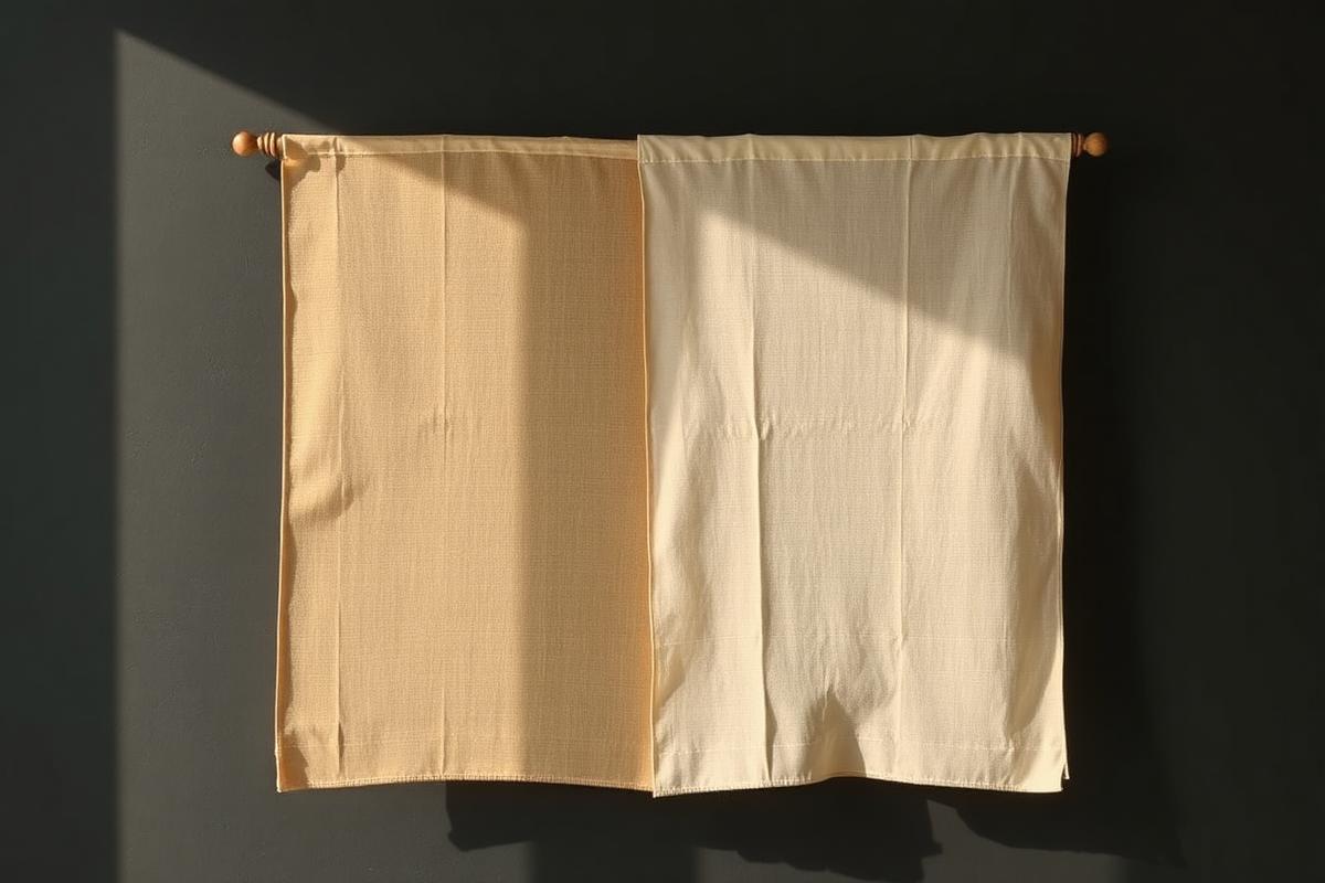 Two layered linen panels of slightly different warm tones