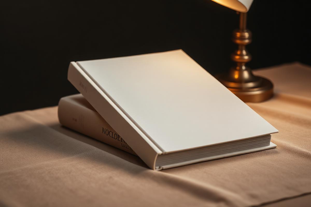 A closed cream workbook in warm directional light